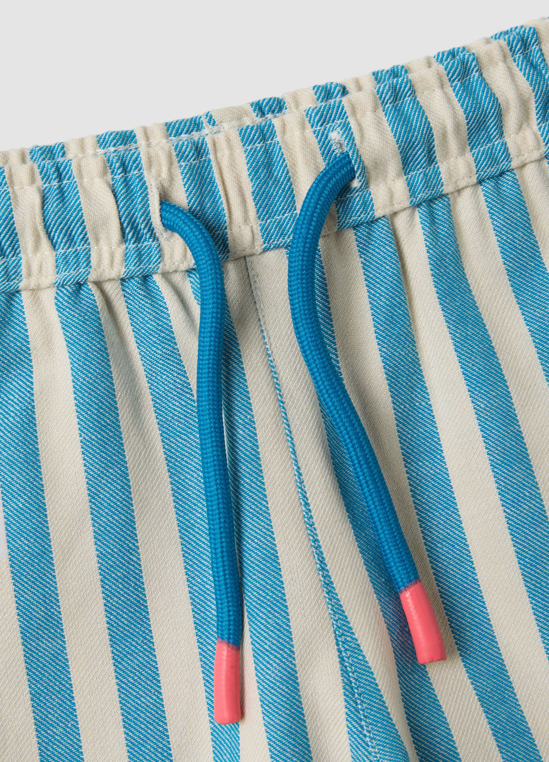 Blue striped pure cotton straight-fit shorts for baby boys