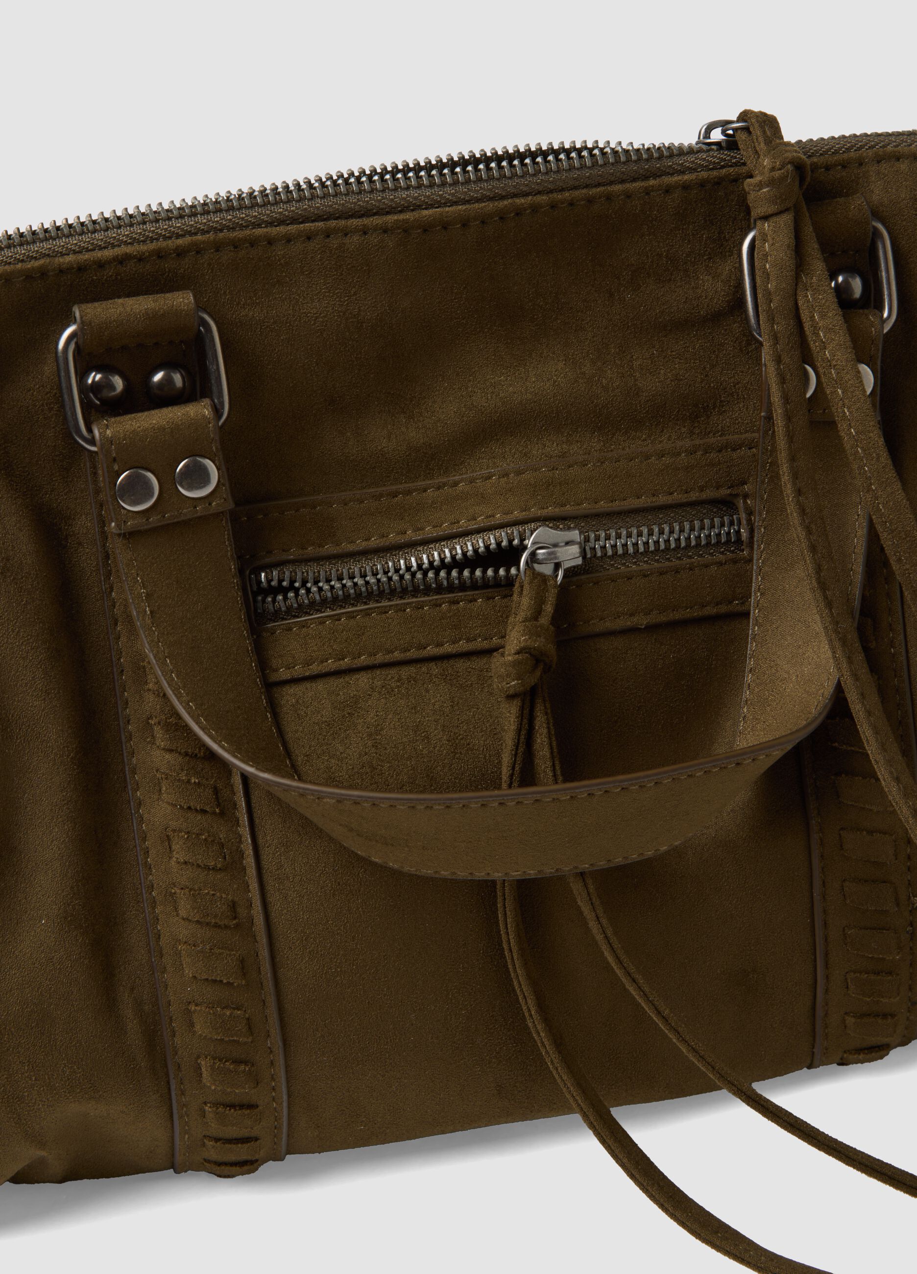 Borsa verde in tessuto elasticizzato con doppio manico