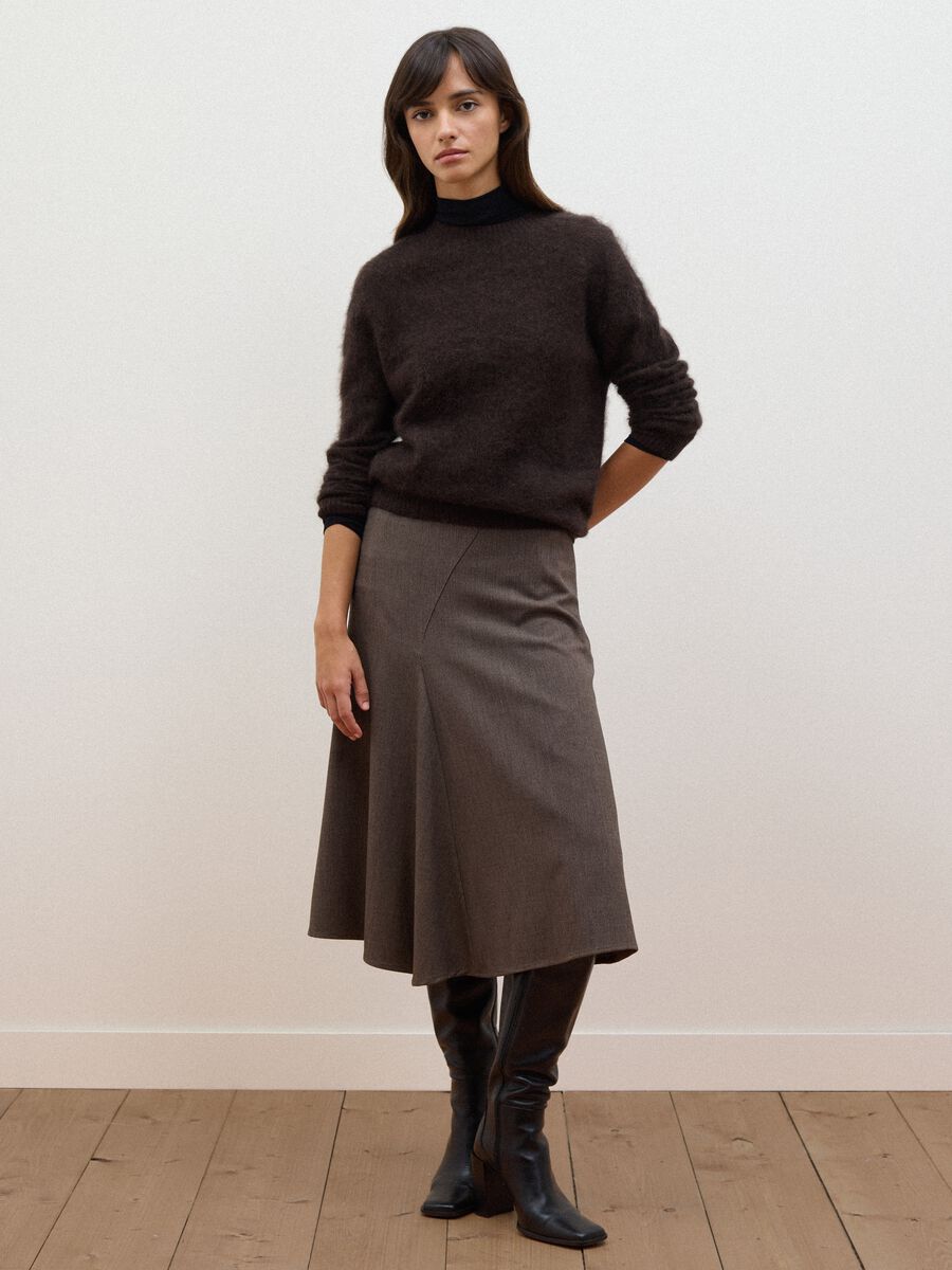Brown crew-neck wool and cashmere-blend jumper, oversized fit_1