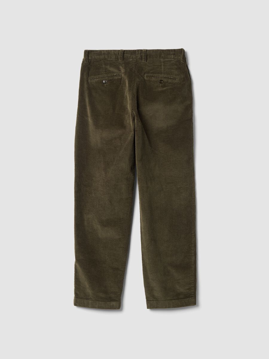 Green stretch cotton corduroy baggy-fit chino trousers_2