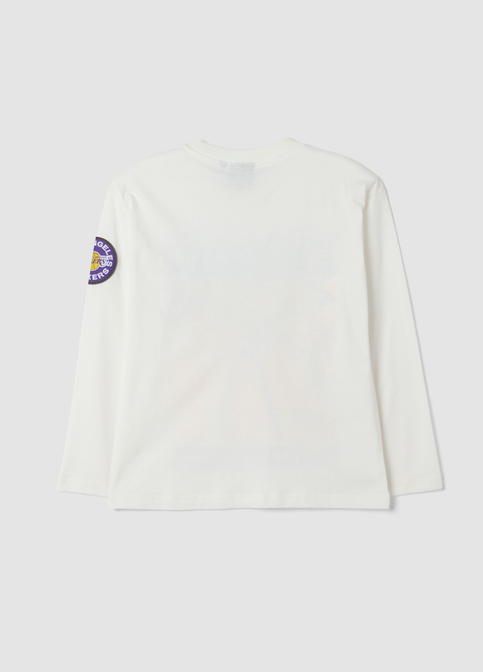 T-shirt bianca in puro cotone con stampa Lakers relaxed fit