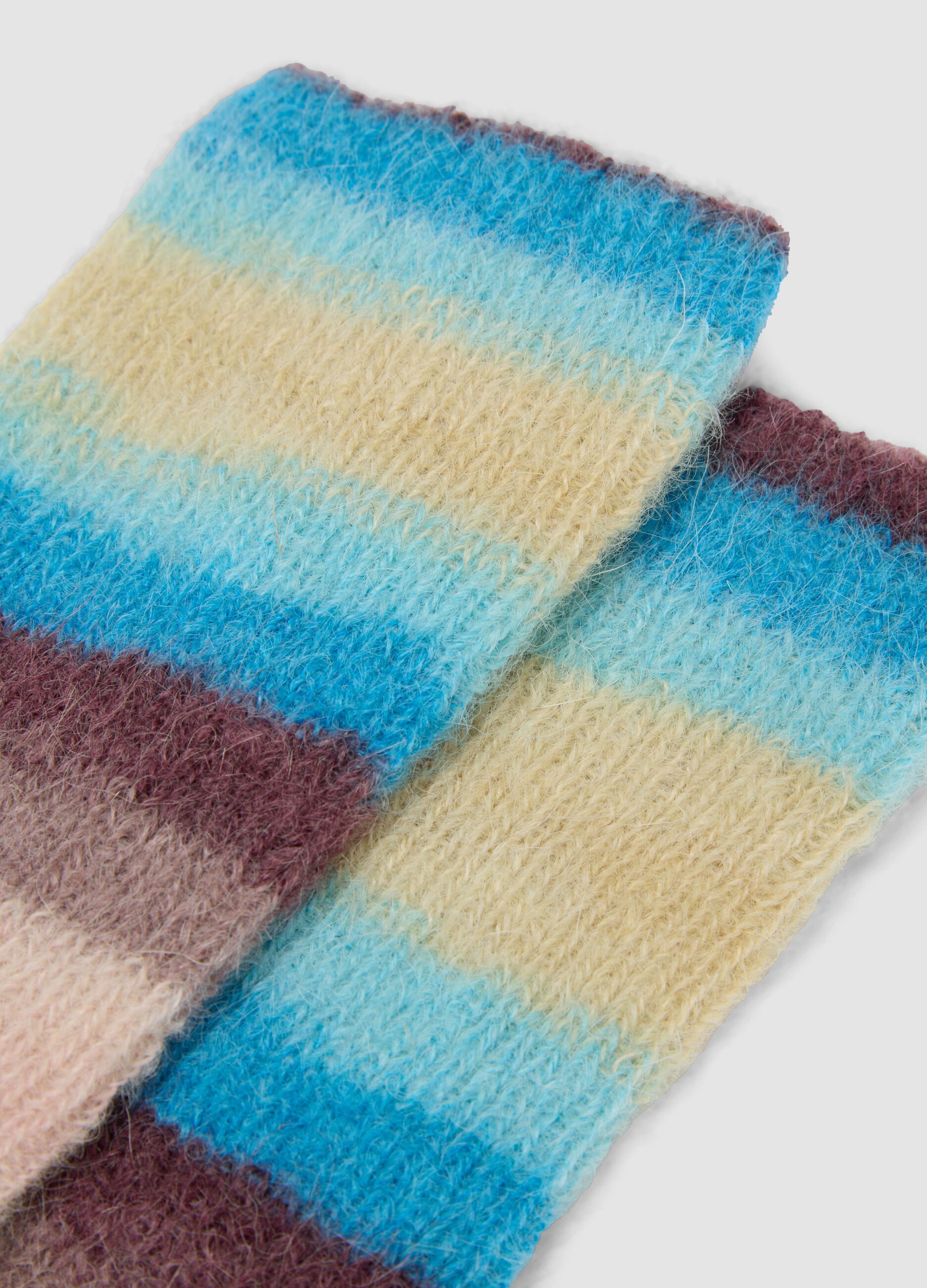 Multicolour striped mohair and stretch alpaca socks