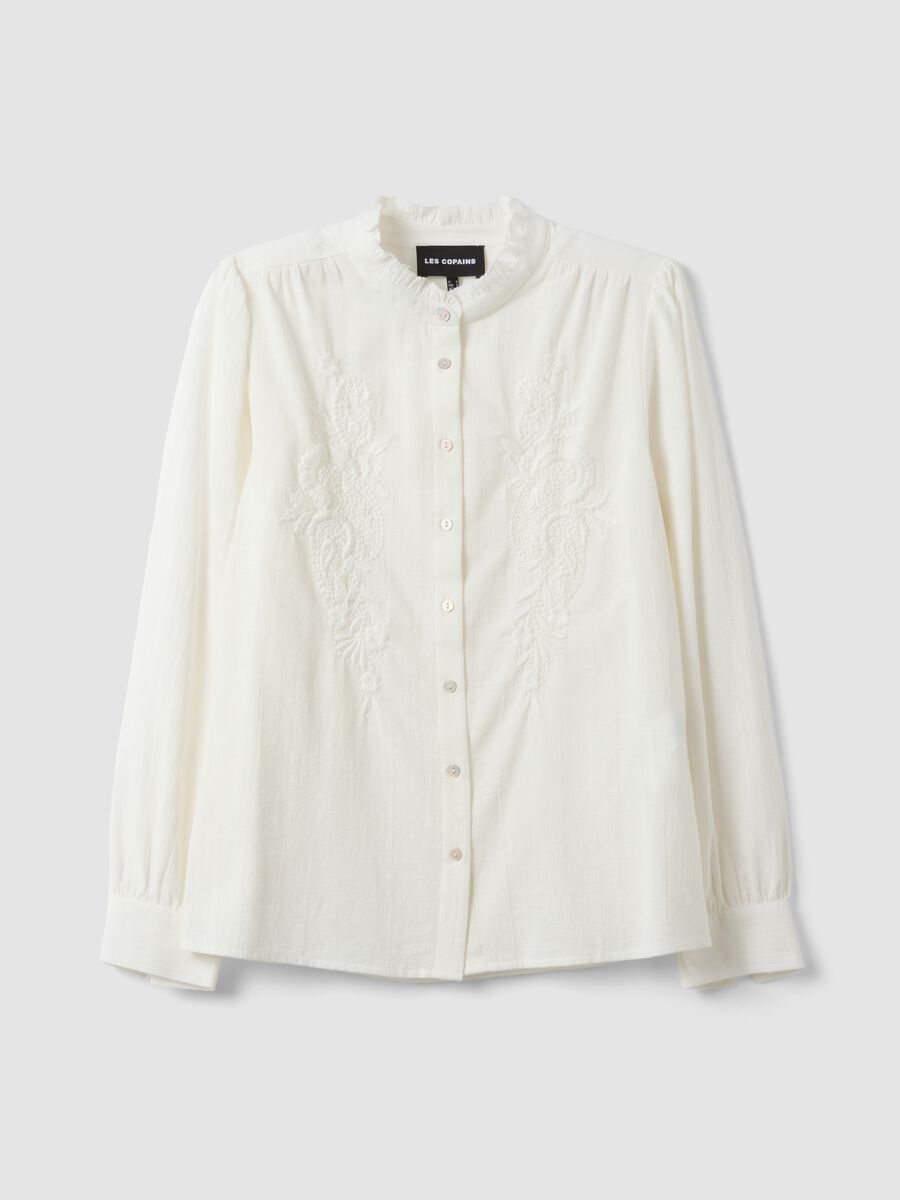 White pure cotton shirt with embroidery_0