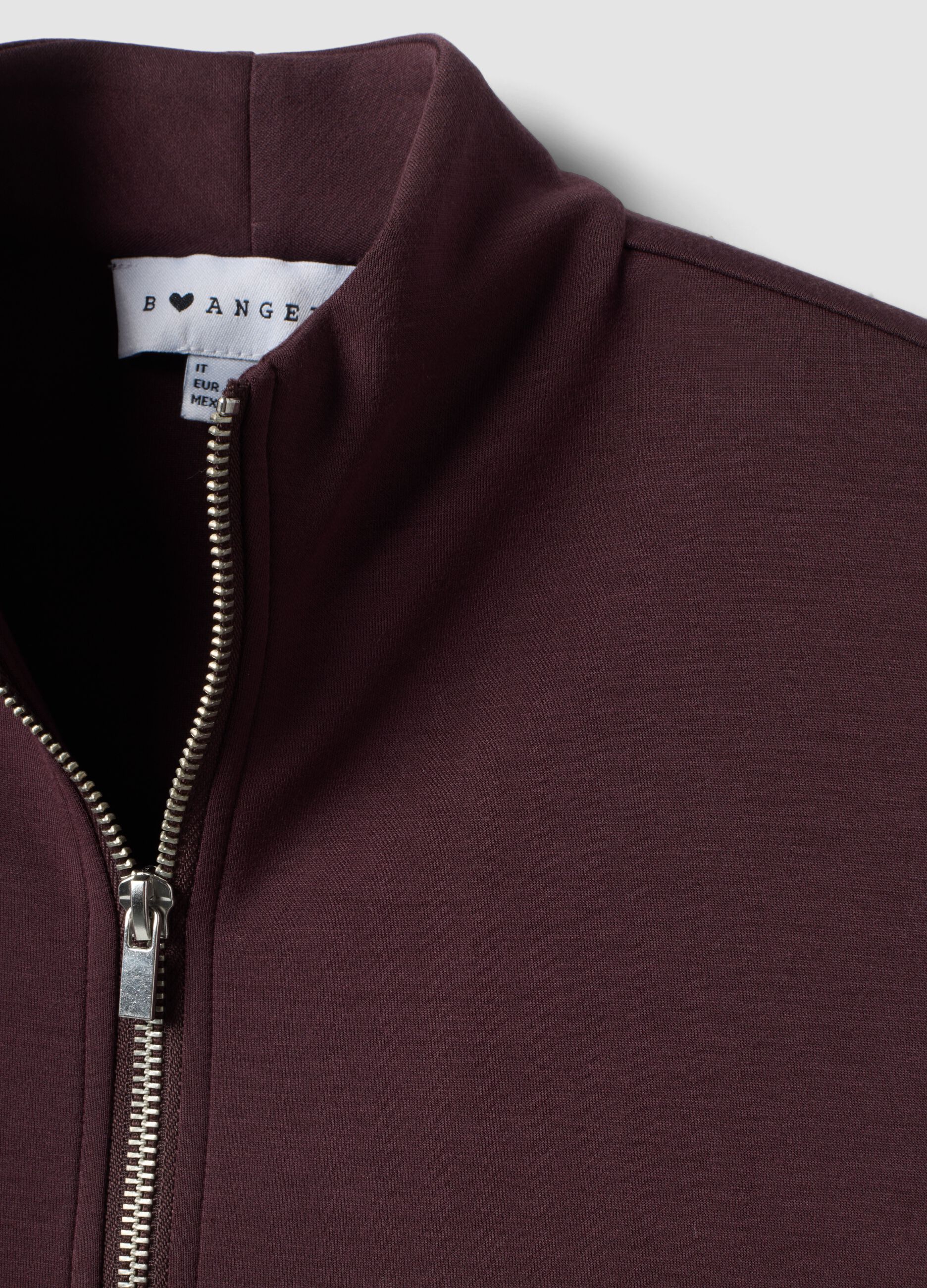 Purple fitted stretch-modal sweatshirt with high neck