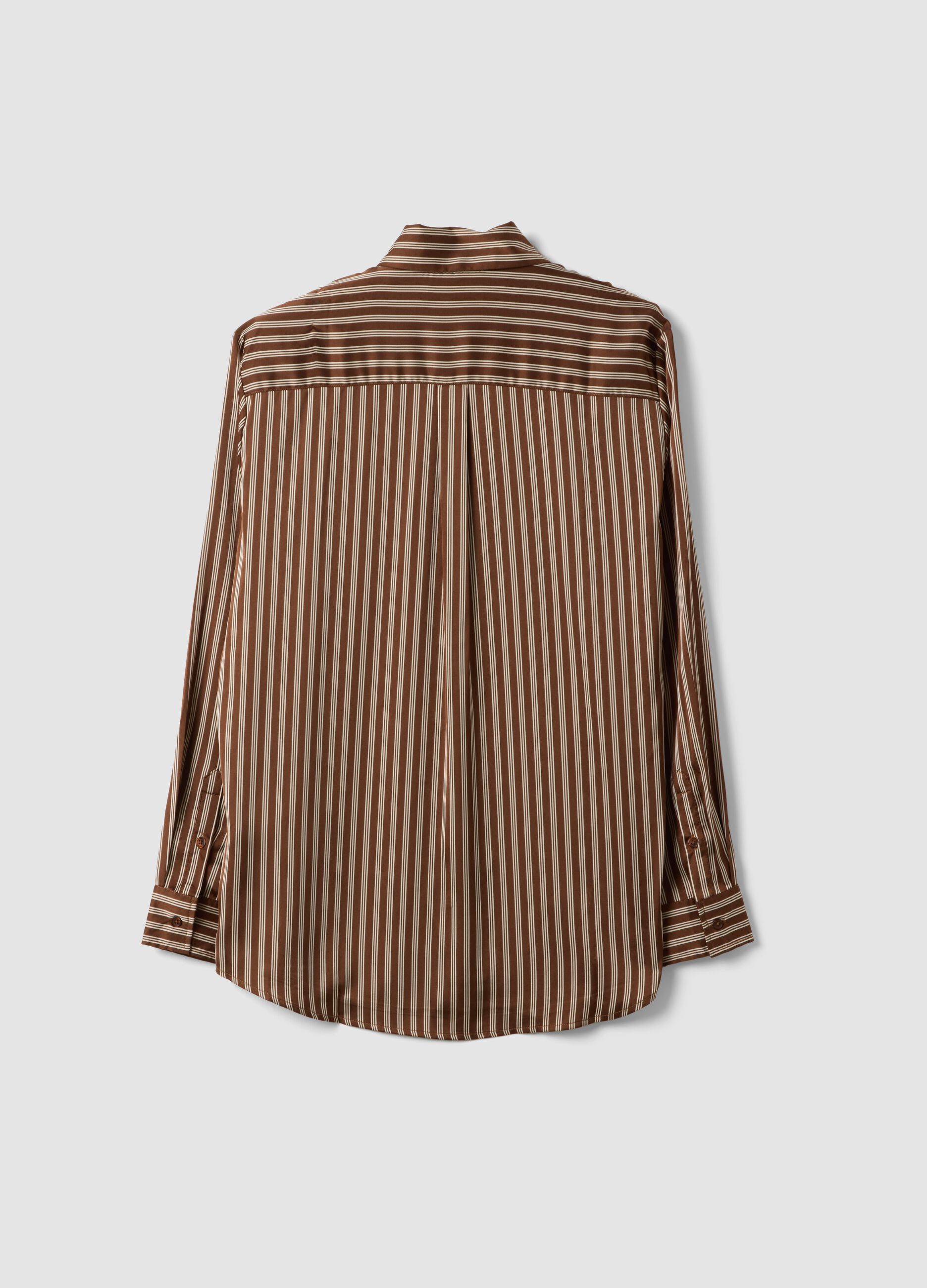 Brown striped stretch-fabric shirt, regular fit