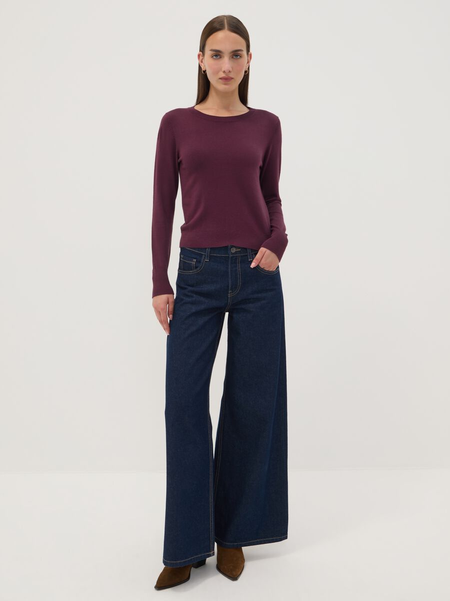 Maglia viola in misto viscosa a girocollo_1