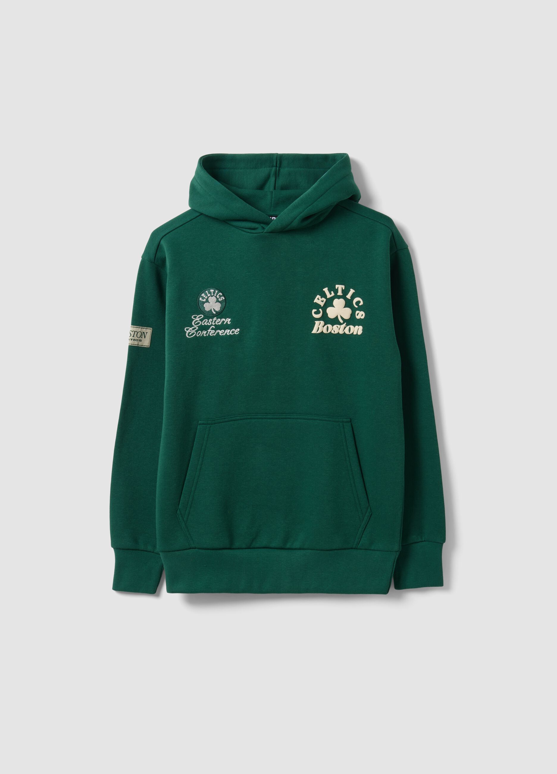 Green cotton-blend hoodie with Celtics print for boys