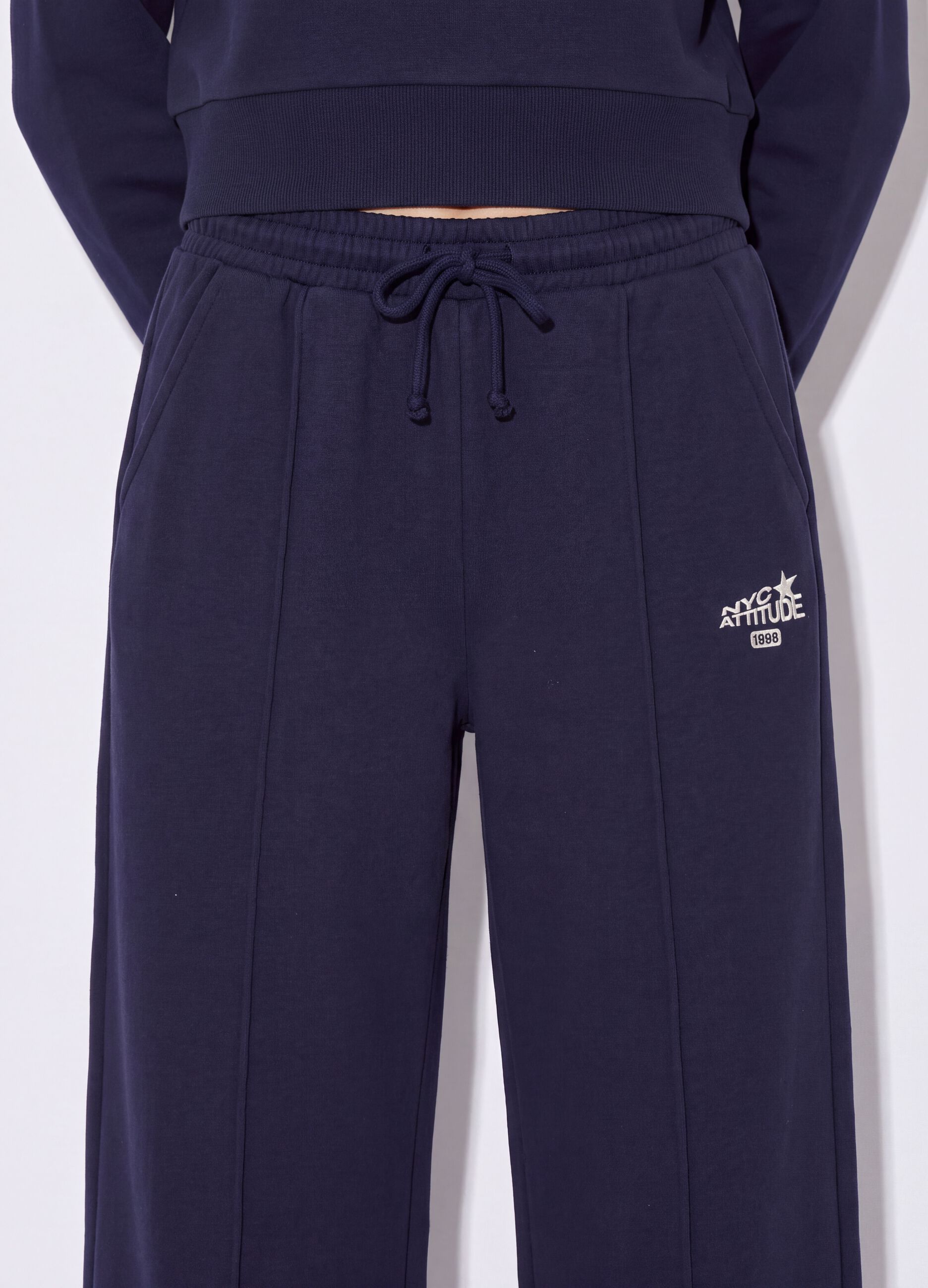 Blue cotton-blend straight-leg joggers