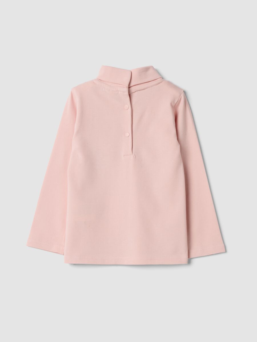 Maglietta rosa in cotone organico elasticizzato con stampa regular fit_2