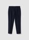 Navy blue formal carrot-fit trousers in wool and viscose blend_0
