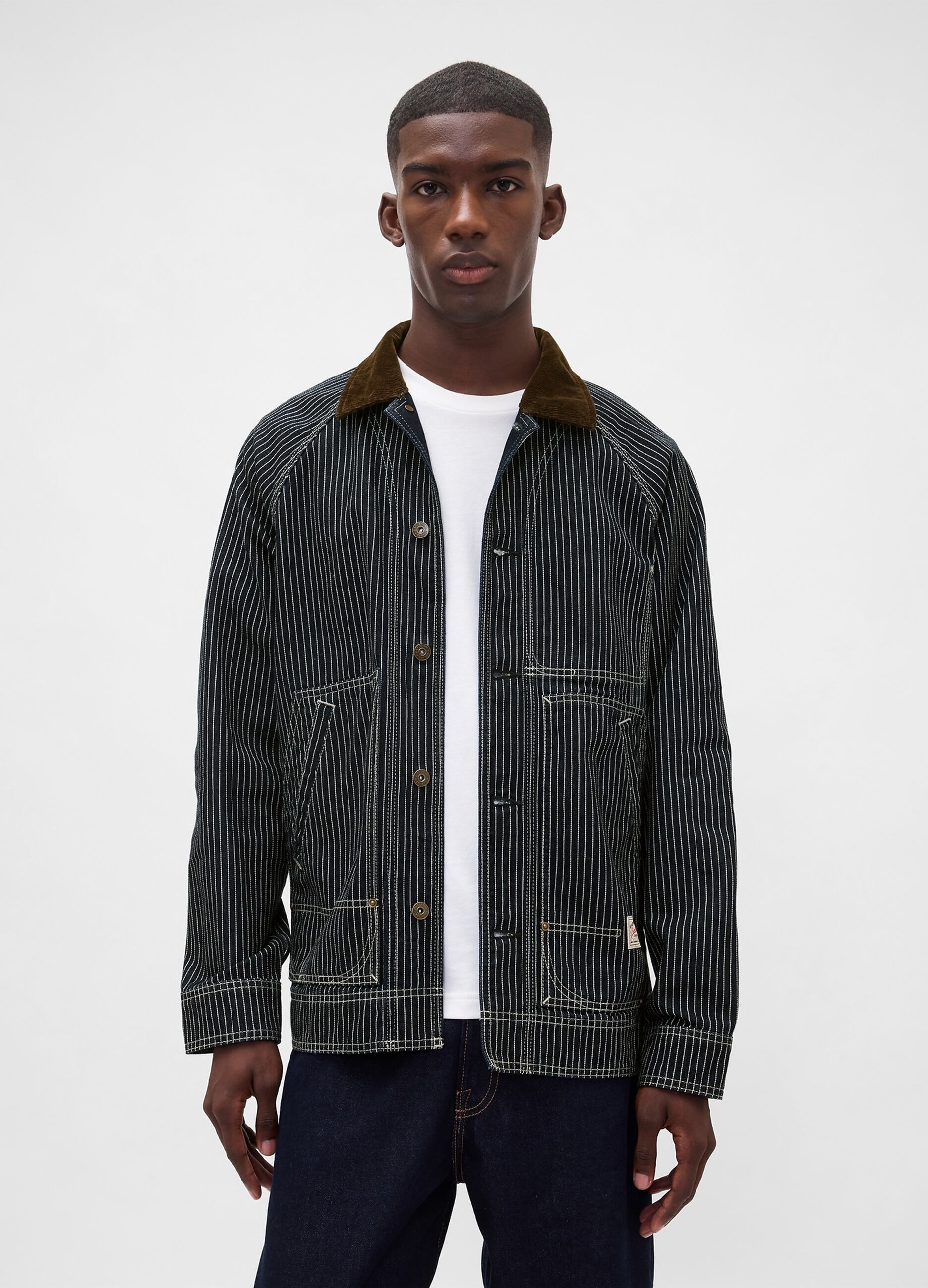Brown Striped Cotton Jacket