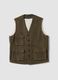 Brown herringbone wool and viscose blend waistcoat_0