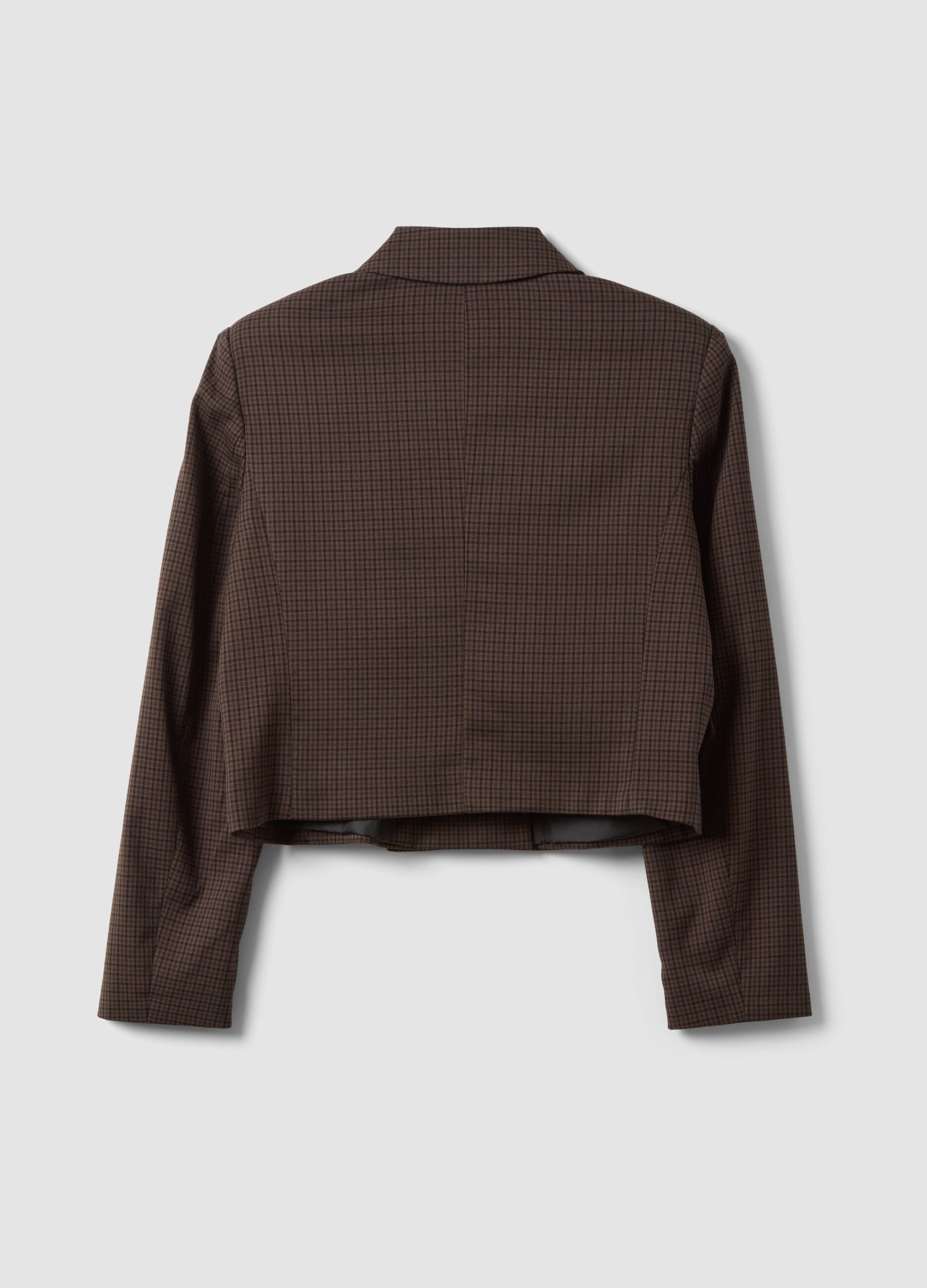 Brown stretch viscose cropped blazer