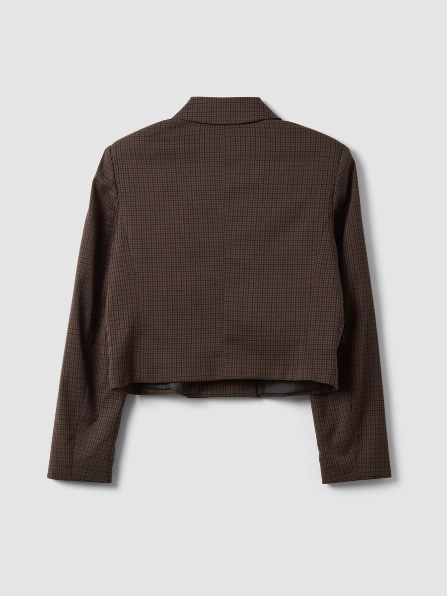 Brown stretch viscose cropped blazer_2