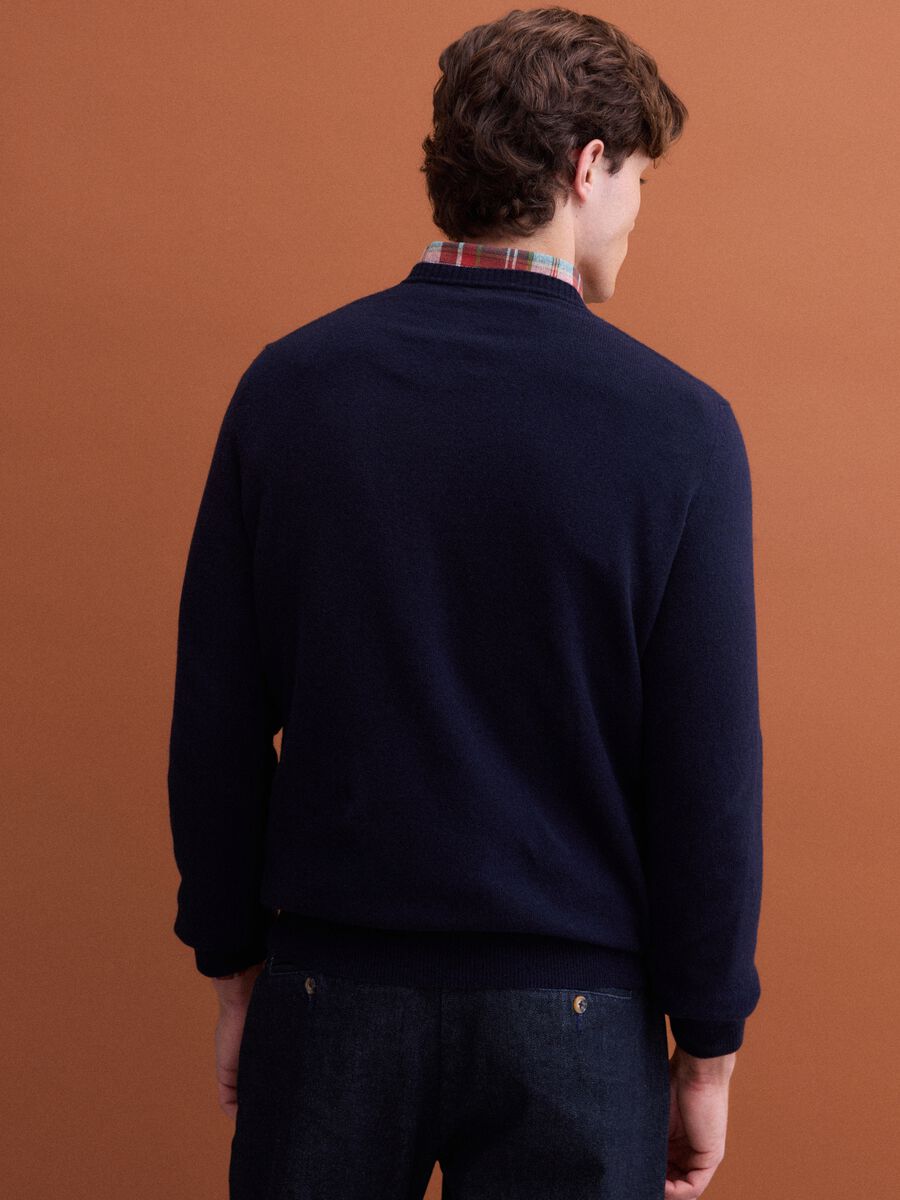 Blue pure wool crew-neck jumper, regular fit_3