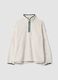 White long-sleeved half-zip pyjama top_0