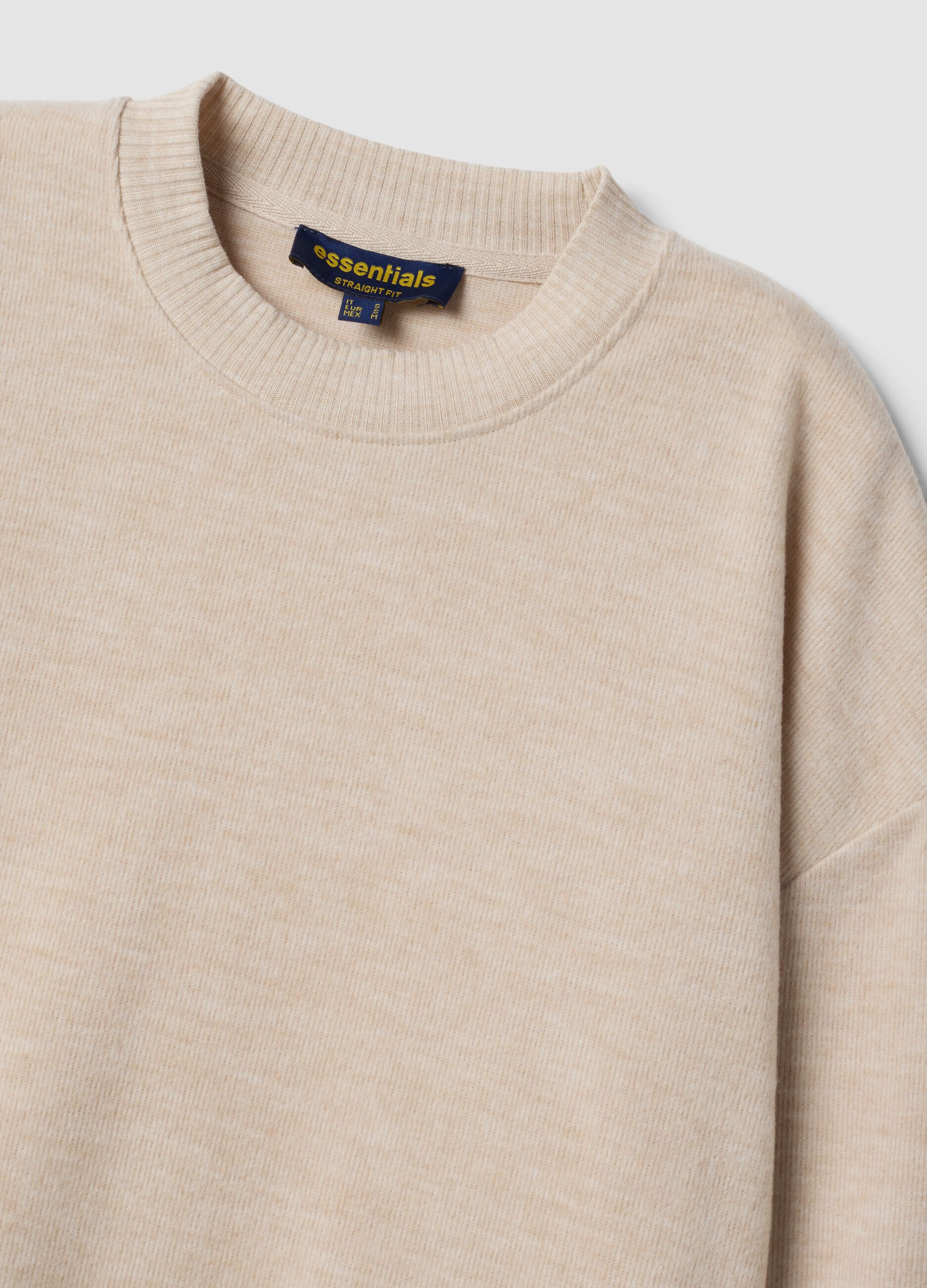 Beige viscose-blend crew-neck jumper, regular fit