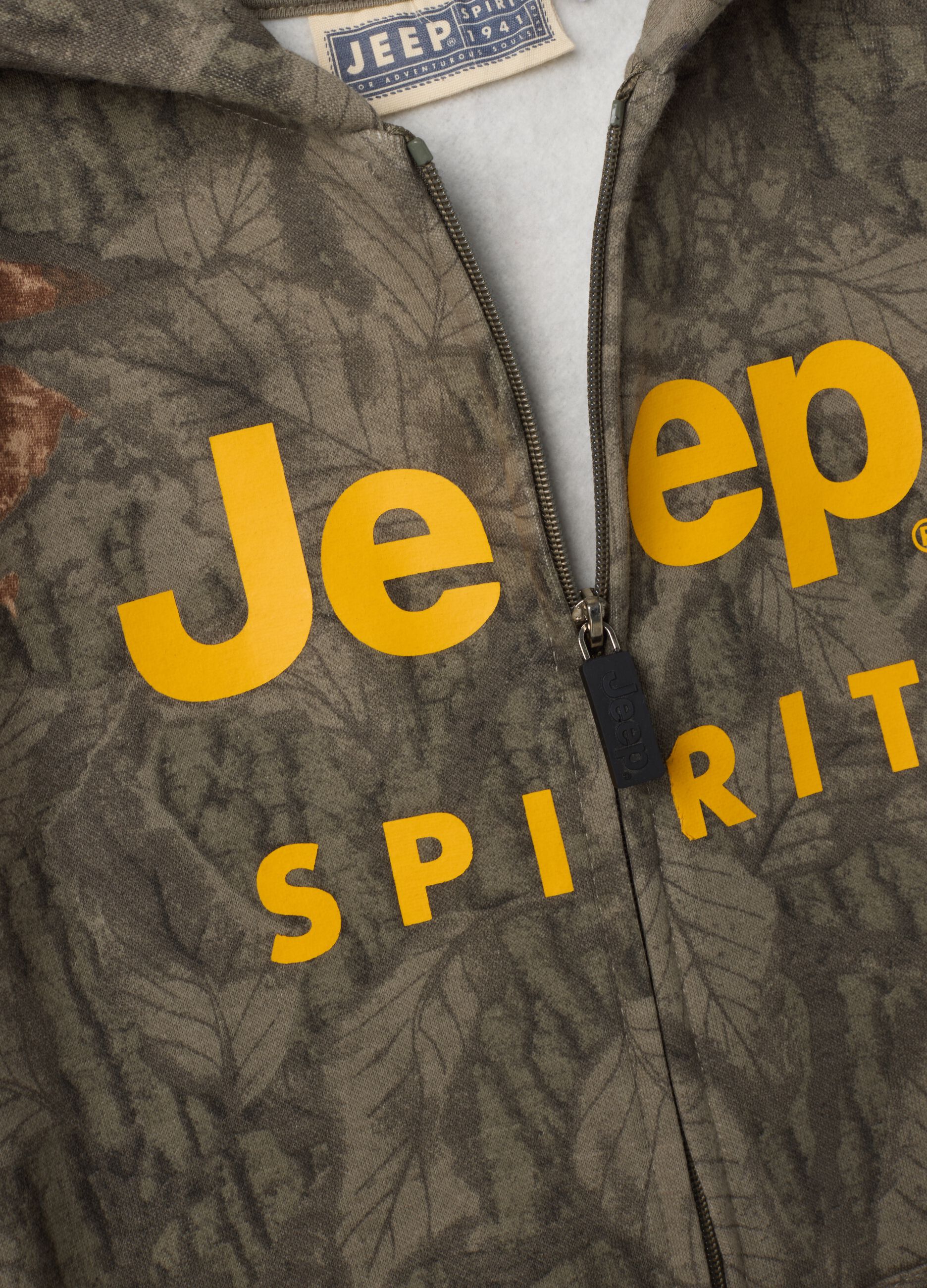 Multicolour cotton-blend hoodie with Jeep print