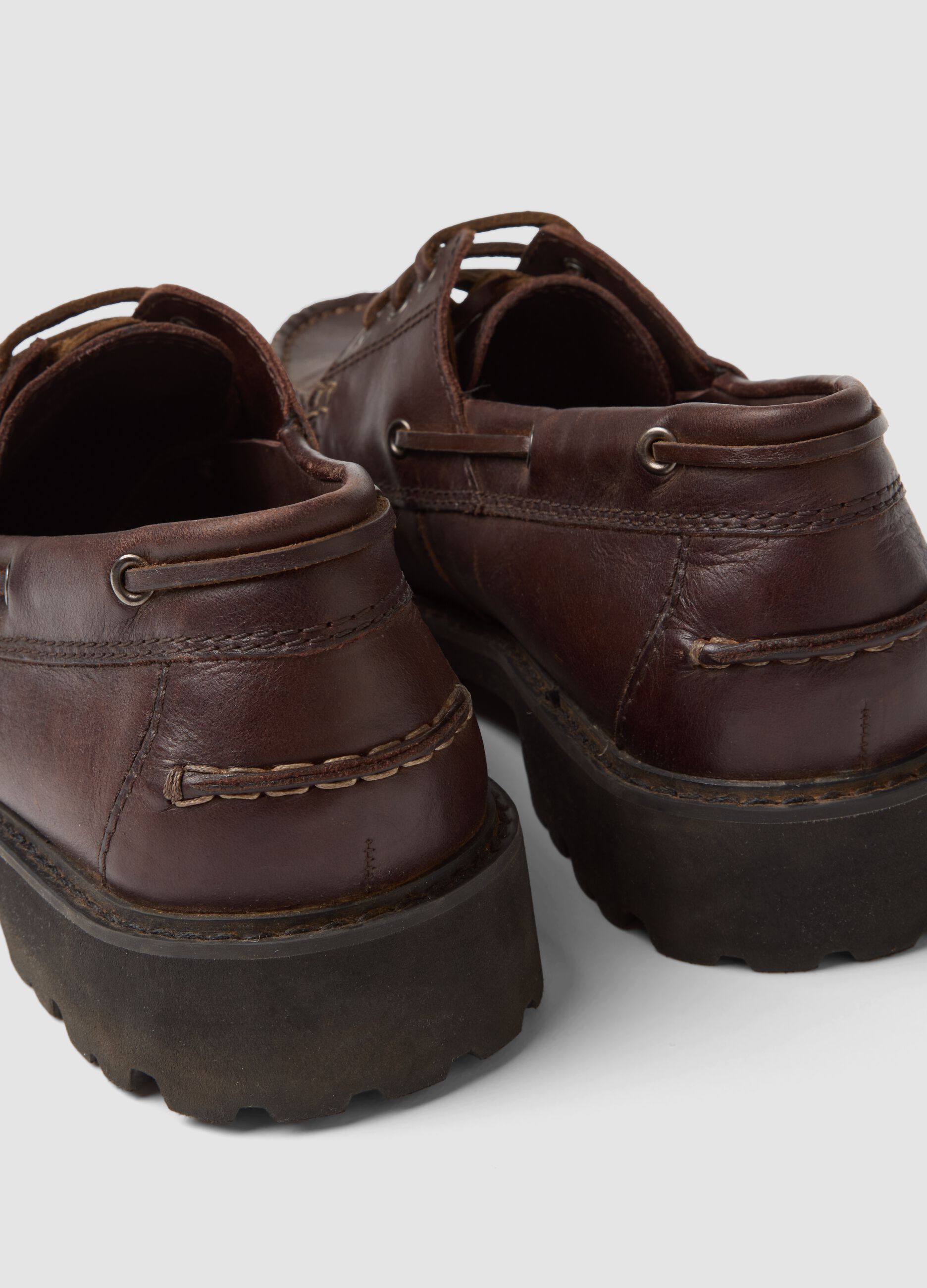 Men&rsquo;s brown leather casual lace-up shoes