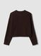 Cardigan marrone in tessuto elasticizzato con girocollo over fit_2