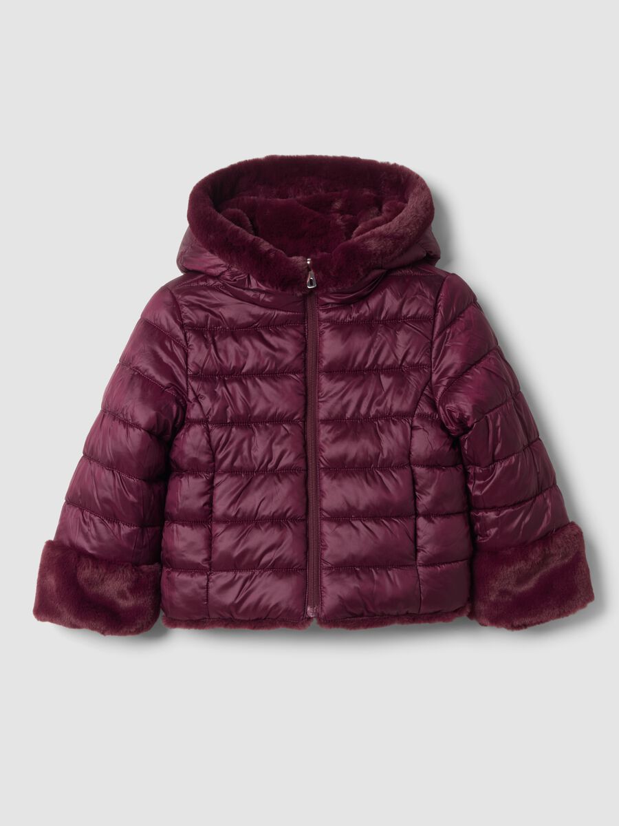 Plum purple padded jacket with hood and zip_3