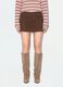 Brown stretch viscose mini skirt with belt_1
