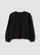 Black organic cotton sweatshirt with ribbed collar_1