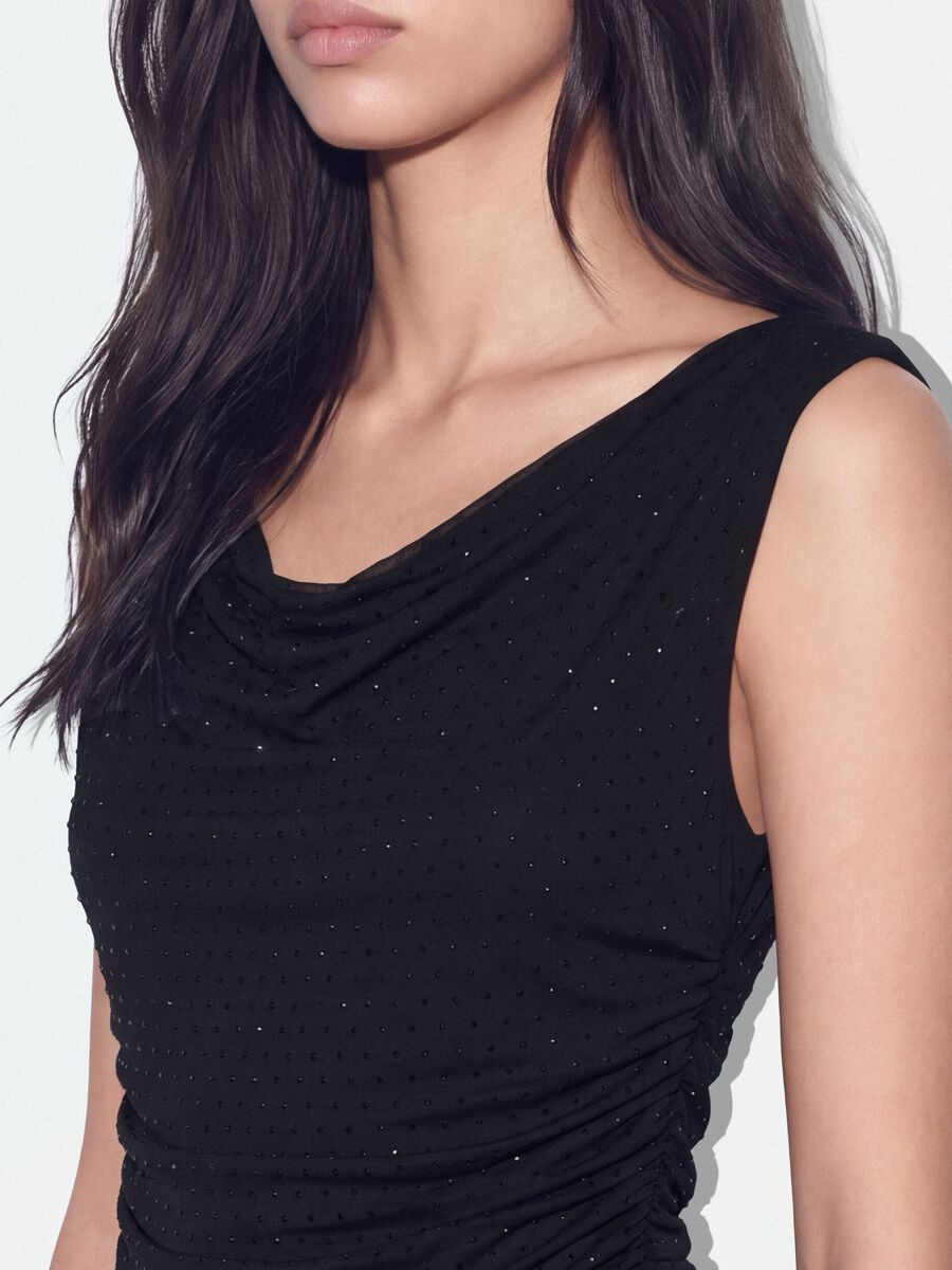 Black stretch bodysuit with rhinestones, fitted_2