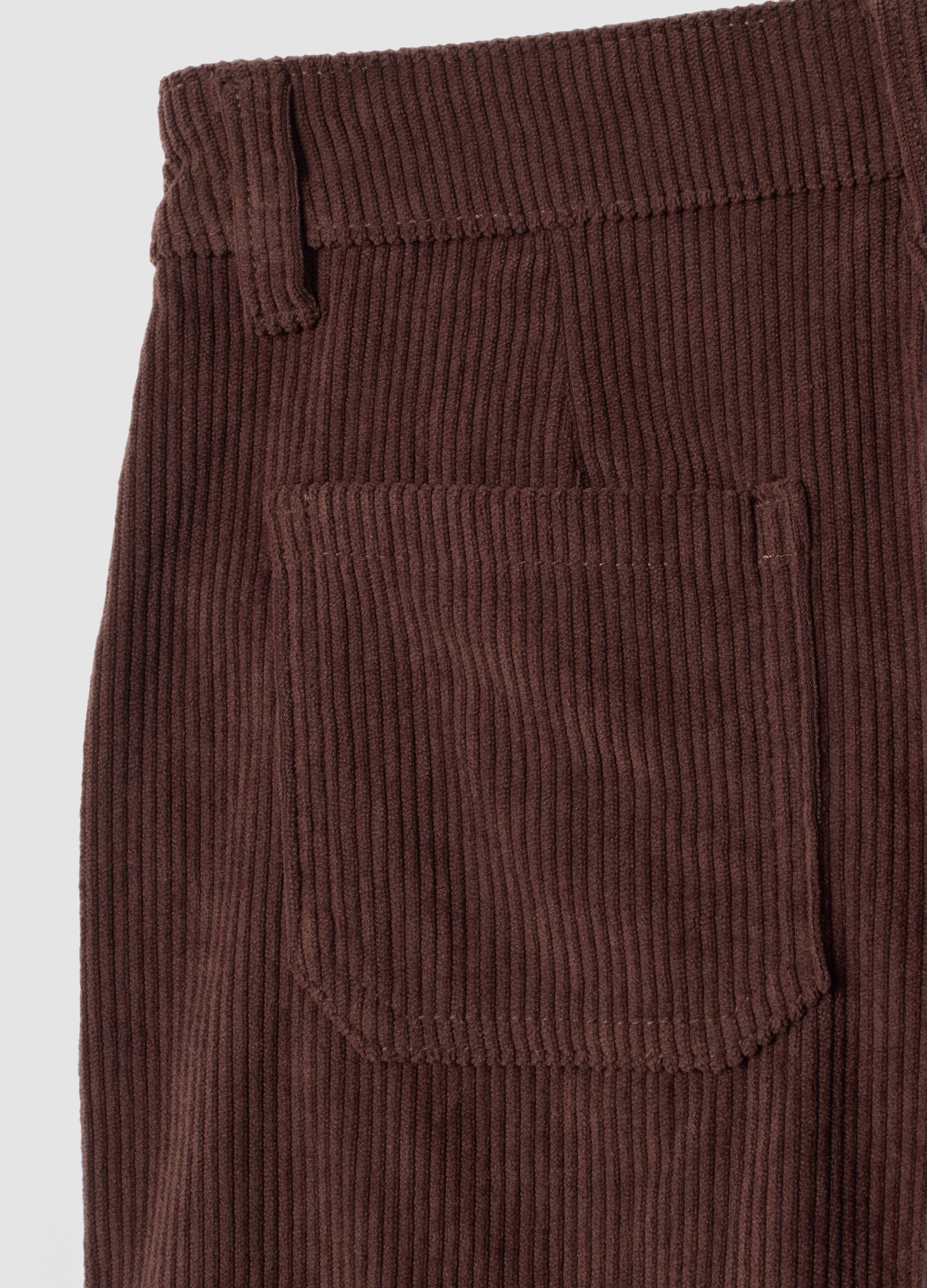 Brown ribbed wide-leg trousers