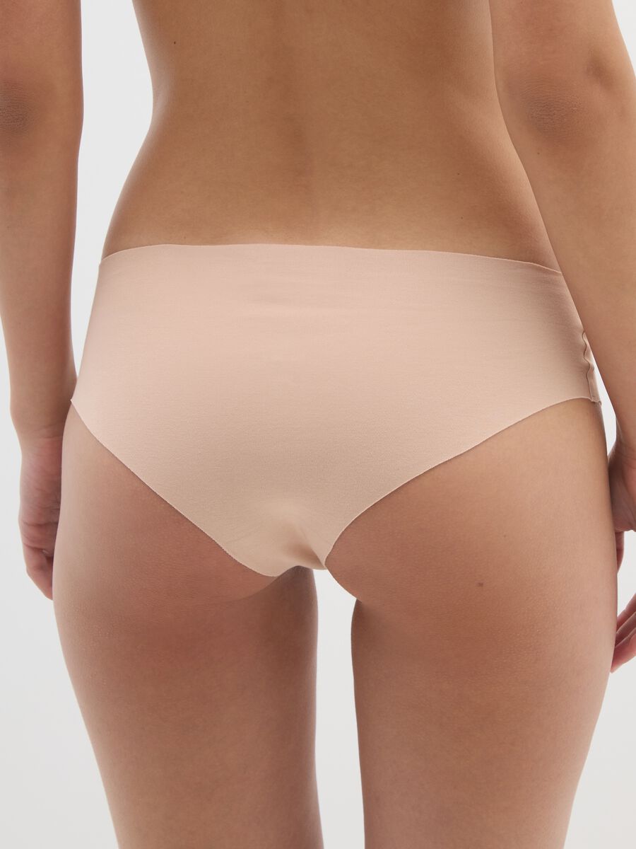 Beige regular fit stretch cotton briefs_2