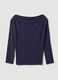 Blue stretch viscose boat-neck T-shirt_0