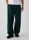 Pantaloni verdi in misto cotone con gamba ampia_1