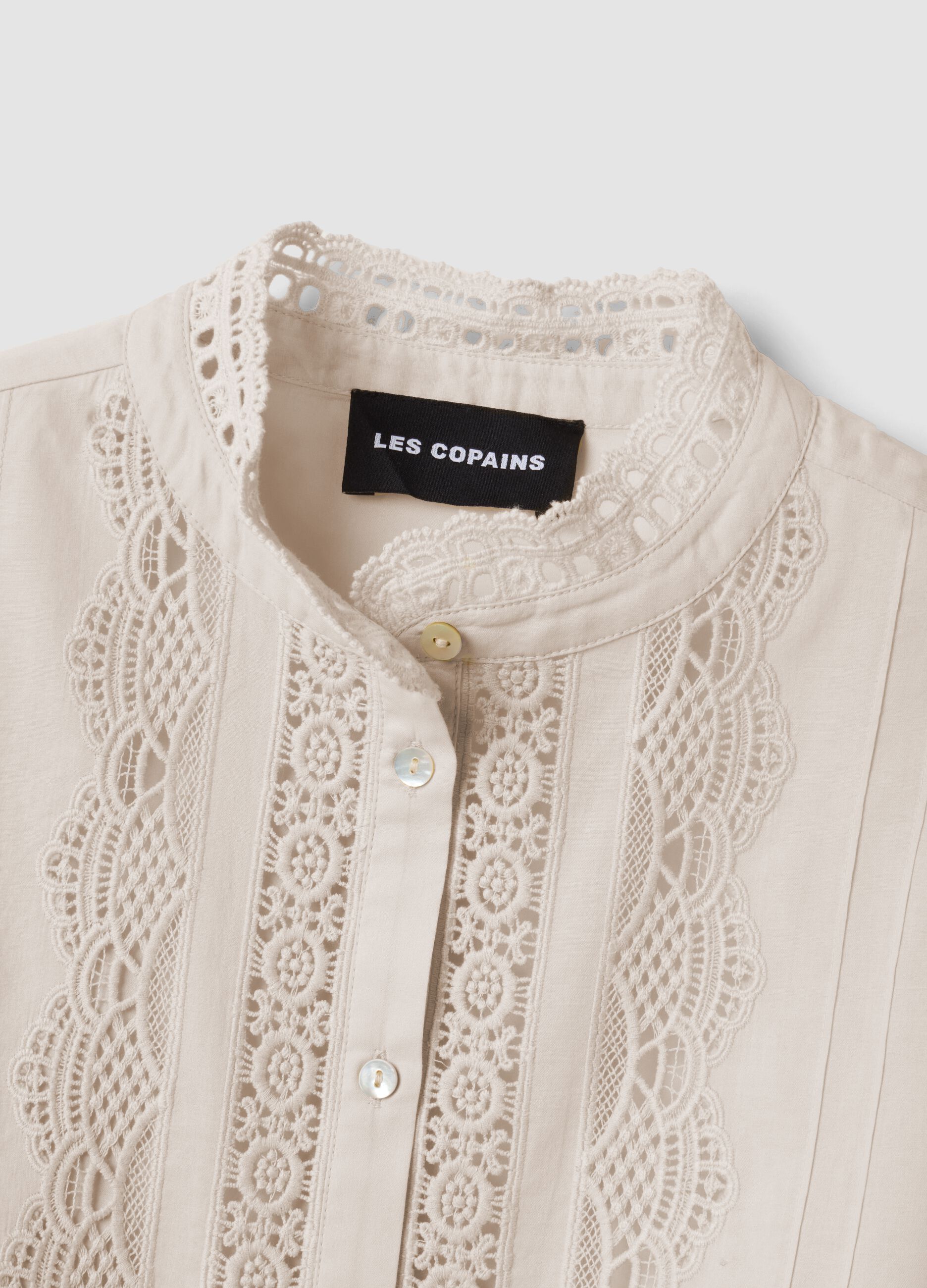 White pure cotton shirt with lace