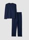 Pigiama blu in puro cotone organico con scollo serafino regular fit_0