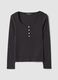 Black stretch viscose crew-neck T-shirt_0
