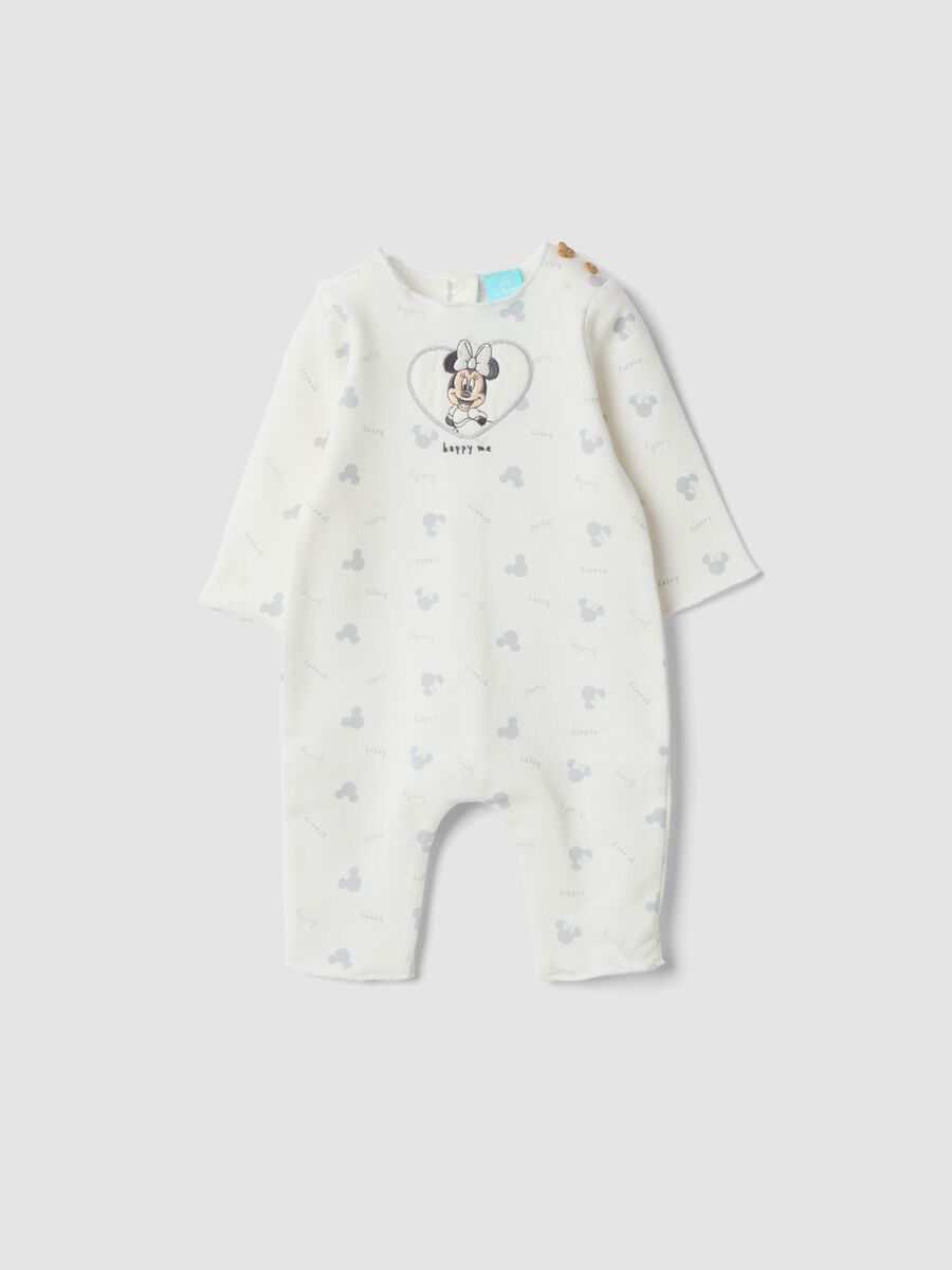 Tutina bianca in puro cotone organico con stampa Minnie_0