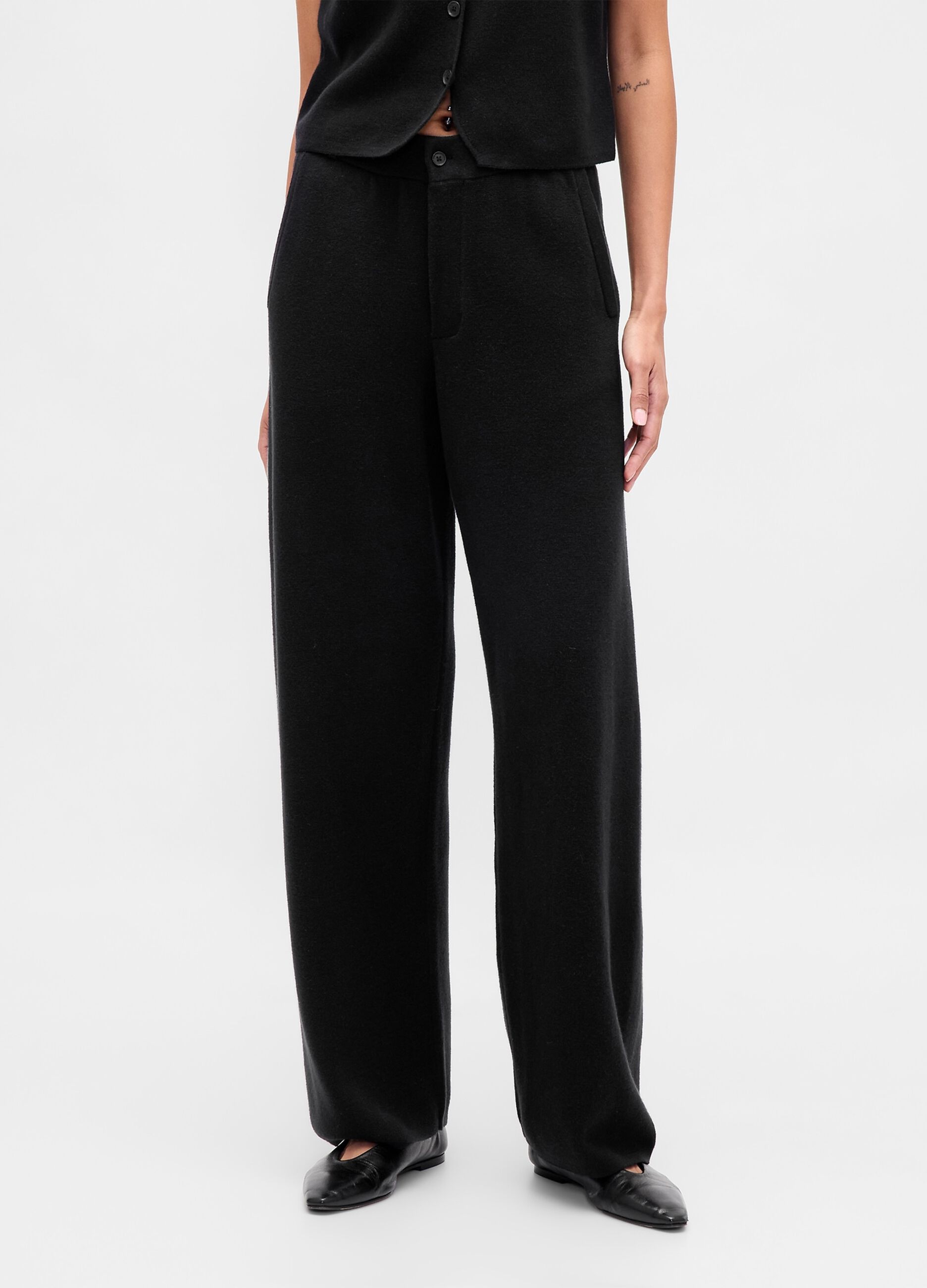 Black Cotton Blend Trousers