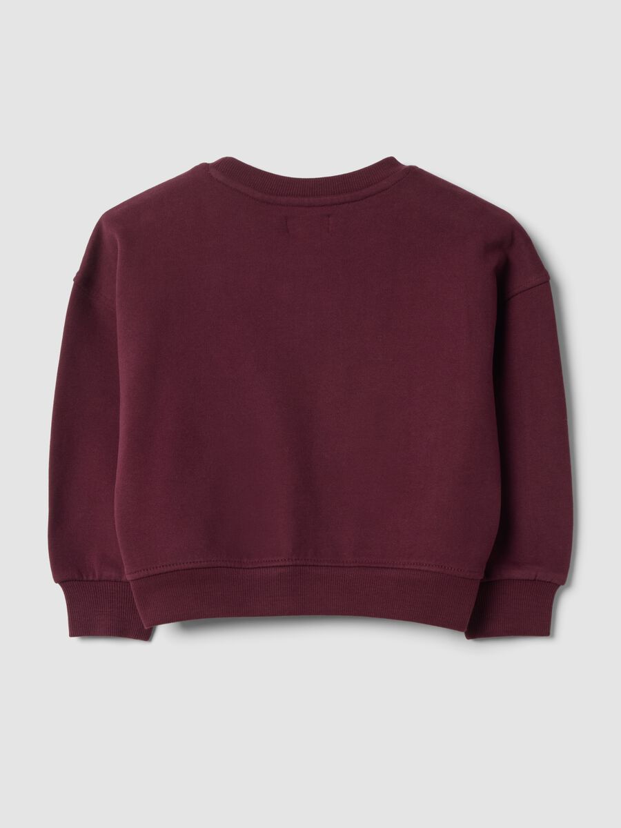 Purple pure cotton sweatshirt with crew neck and print_1