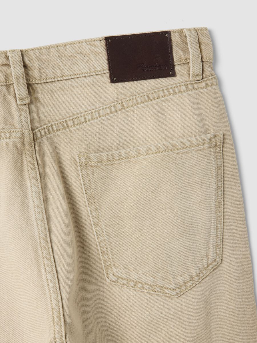 Beige cotton-lyocell blend regular tapered jeans_1