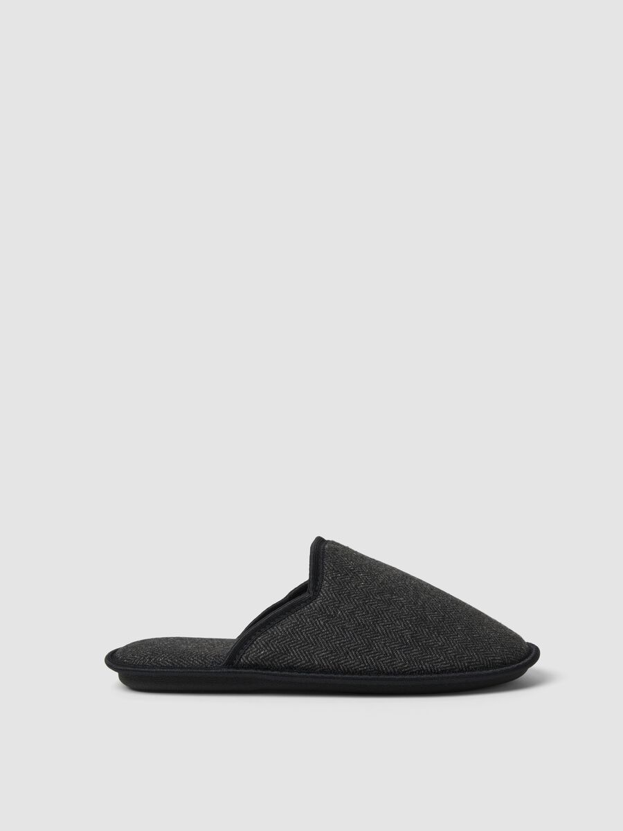 Grey herringbone house slippers_0