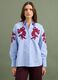 Camicia azzurra in popeline di puro cotone con ricami floreali regular fit_2