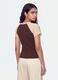 Brown stretch cotton crew-neck T-shirt with contrasting sleeves_2