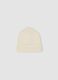 Cappello beige in maglia con ricamo floreale_1