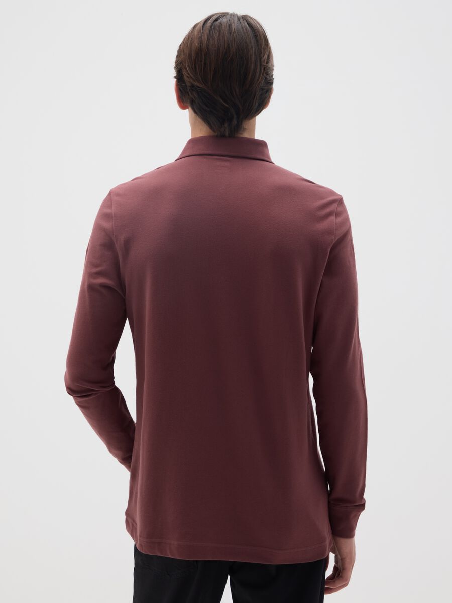Brown regular fit stretch cotton polo_2