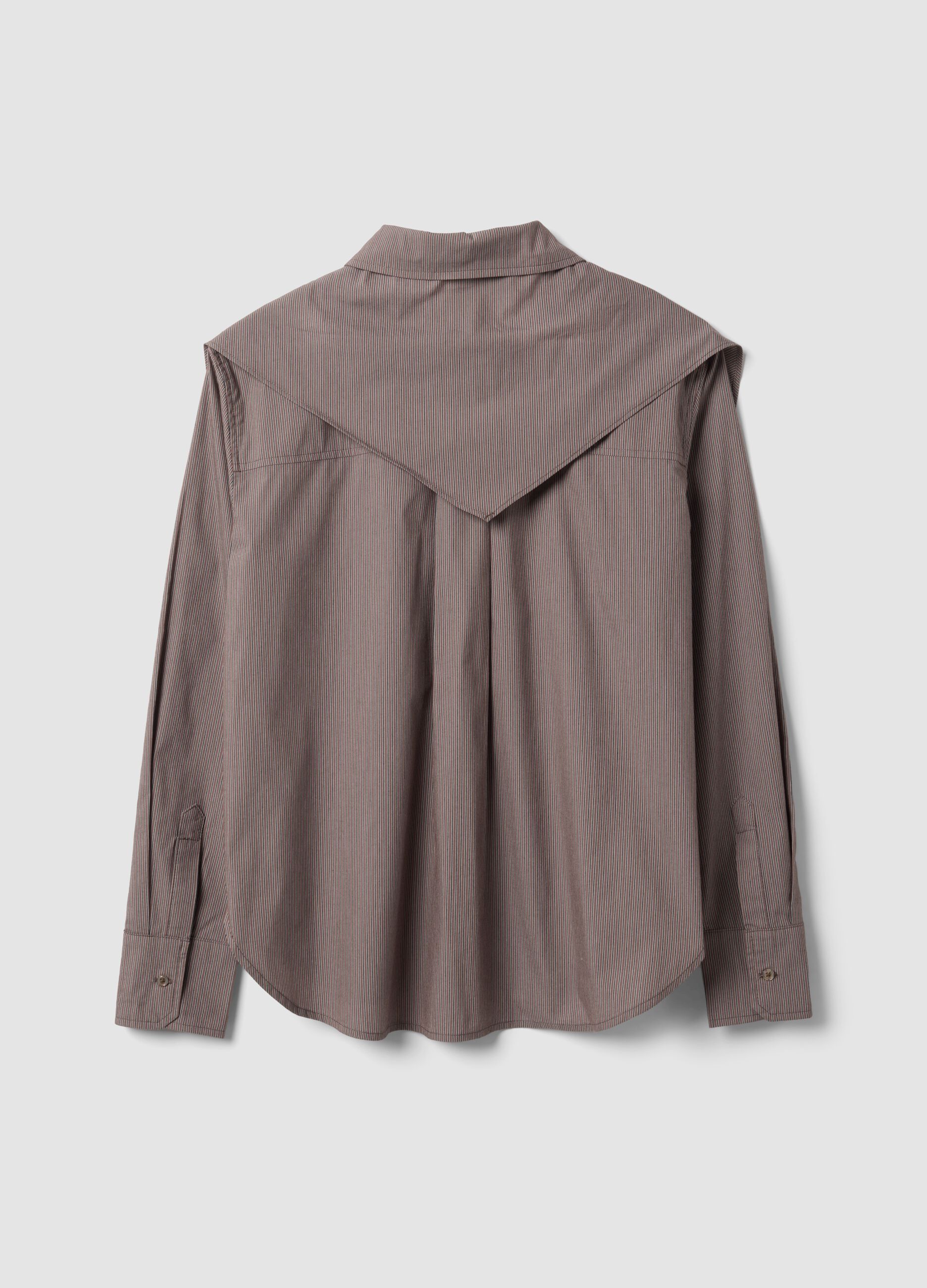 Multicolour stretch-cotton shirt with scarf collar