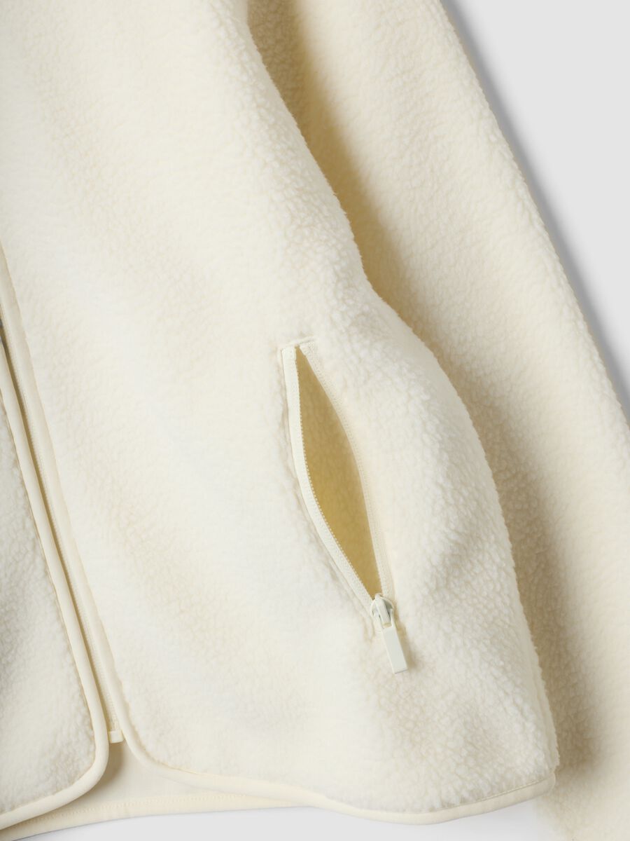 White crew-neck sweatshirt with zip_1