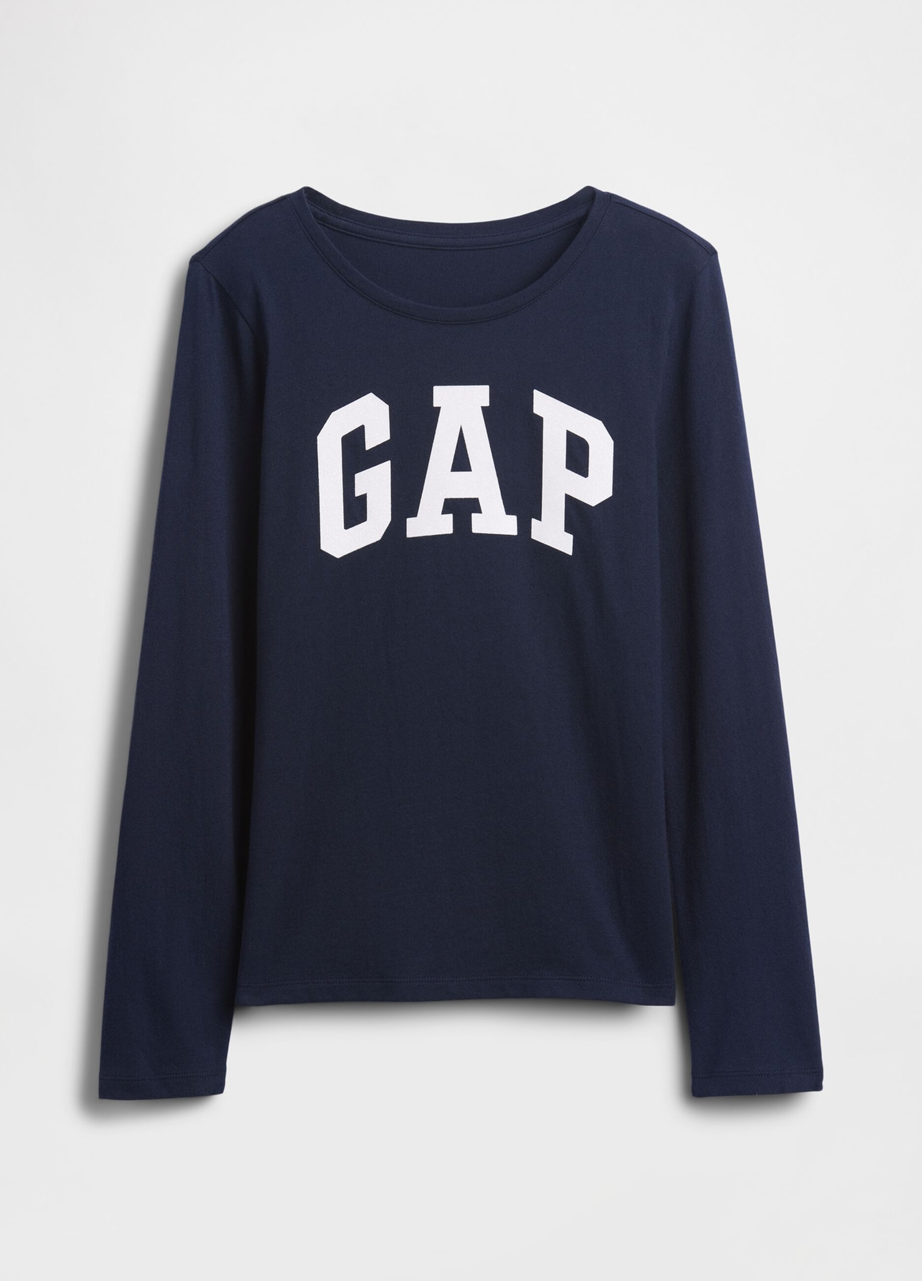 تيشيرت أزرق بأكمام طويلة من قطن خالص مع شعار GAP