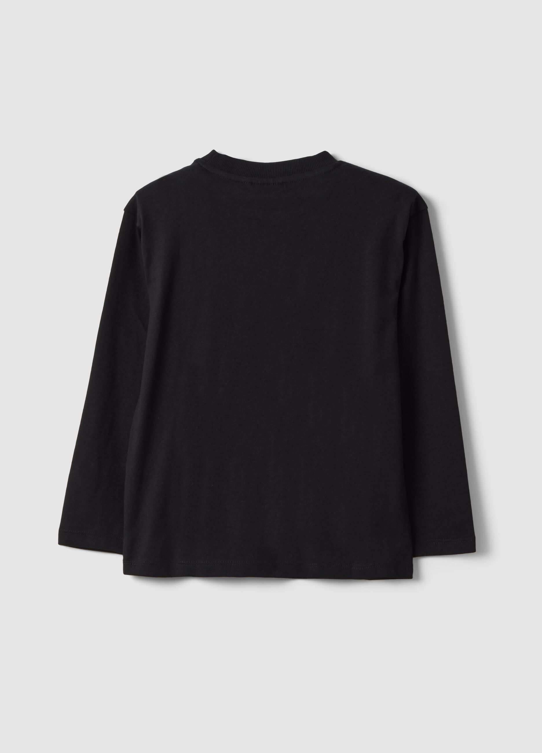 Black pure cotton T-shirt with Astro Bot print, relaxed fit
