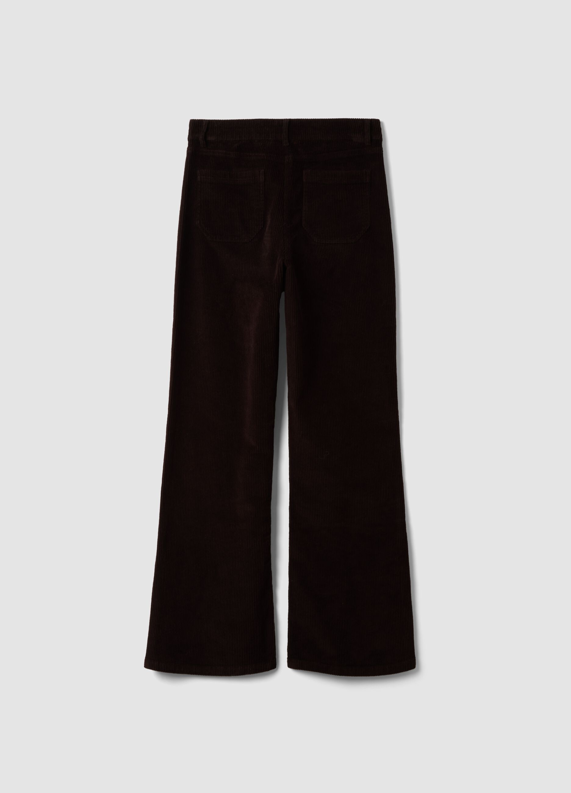 Brown flared ribbed stretch-cotton trousers