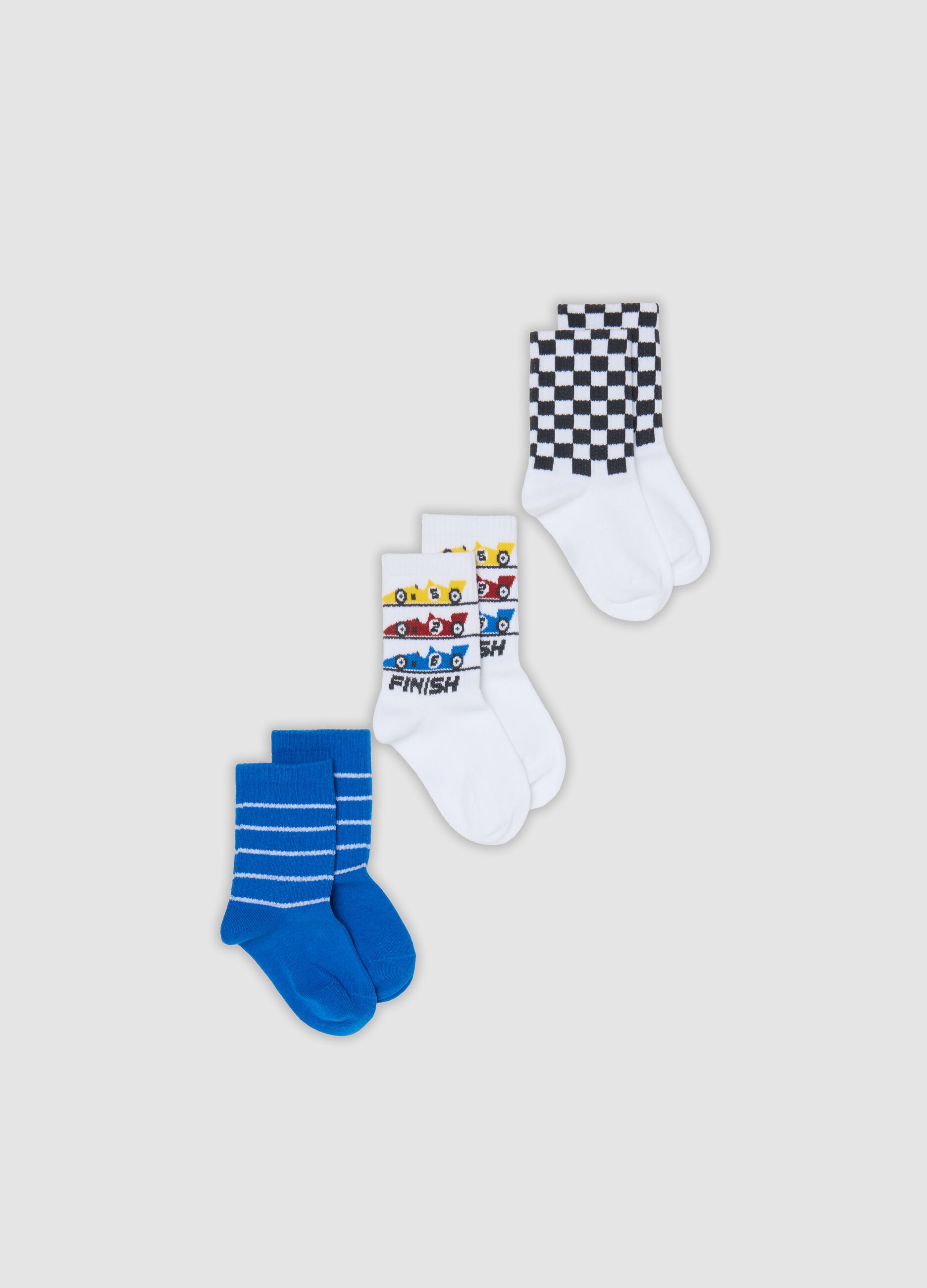 Boys&rsquo; multicolour organic stretch cotton ankle socks 3-pack